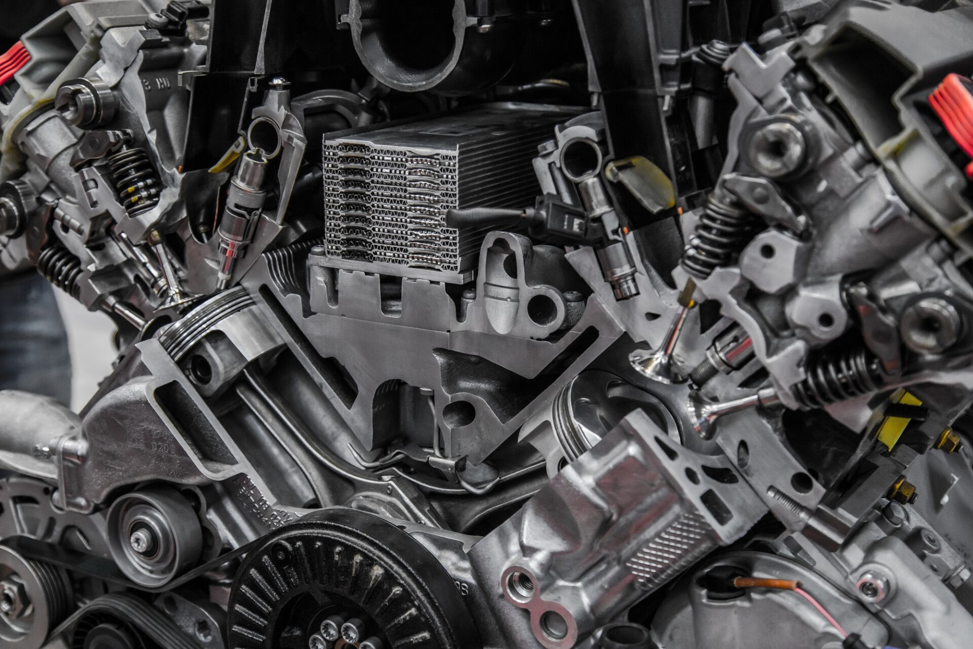 À l'intérieur du moteur de voiture. 